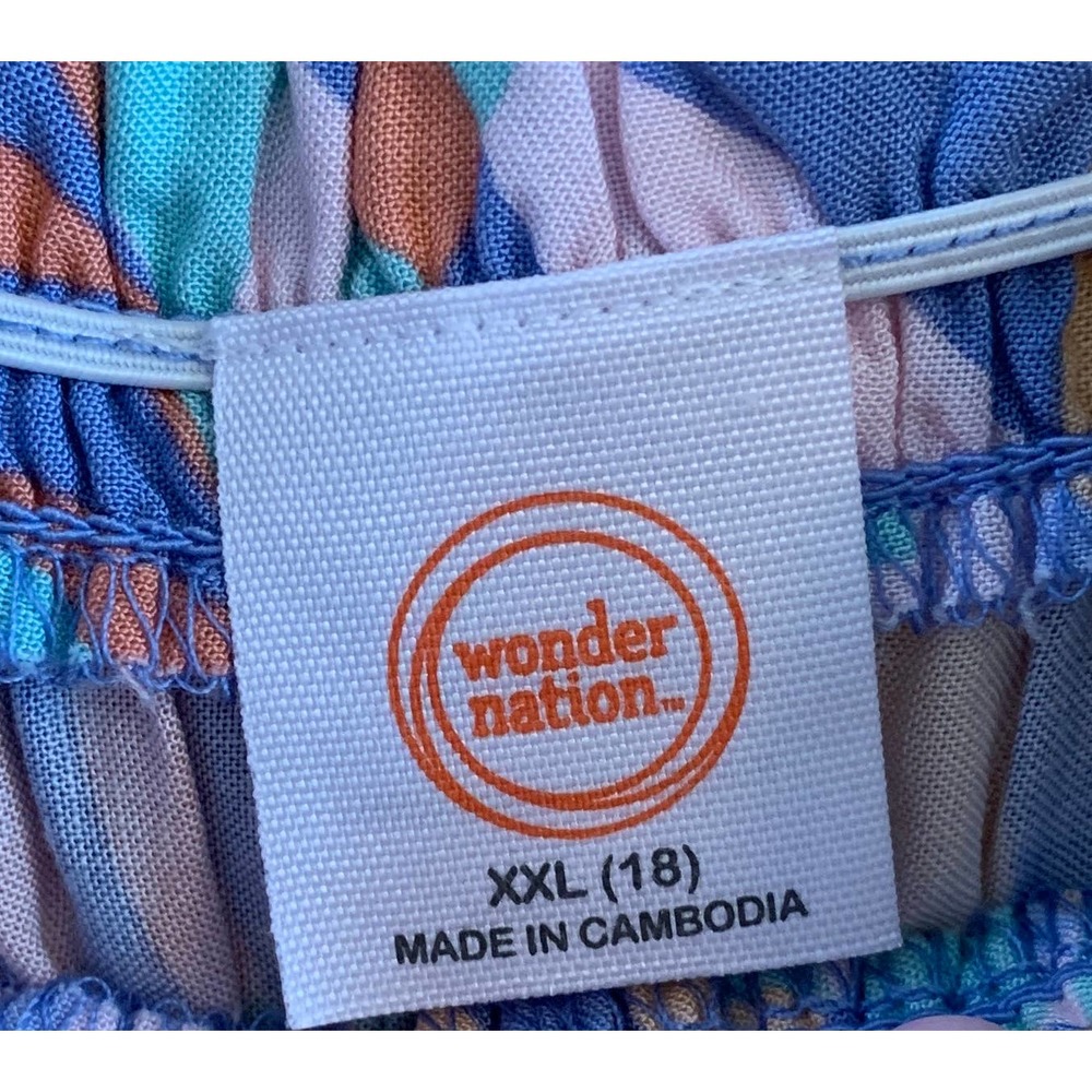 NWT, Wonder Nation Girl's Sz XXL (18) Smocked Midi Multi-color Dress - Picture 9 of 9